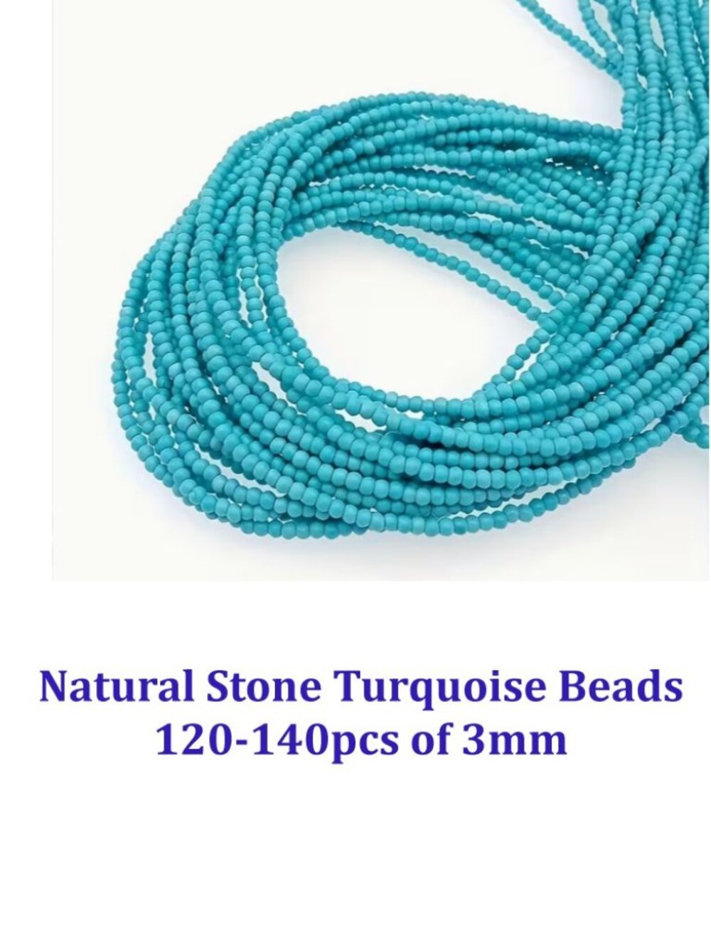 Natural Stone Turquoise Beads 120-140pcs of 3mm